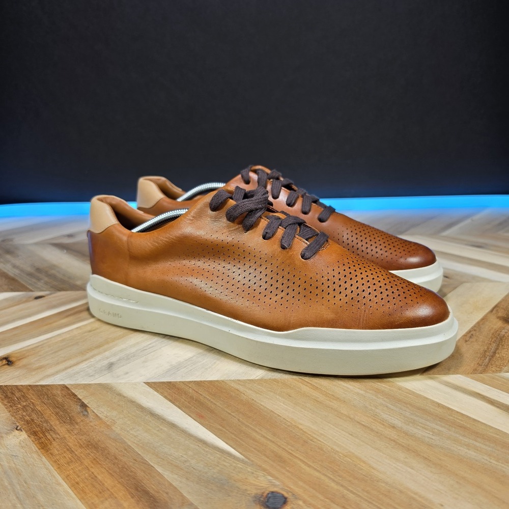 Cole Haan Men's 11.5 M GrandPrø Rally Laser Cut Sneakers - British Tan / Ivory